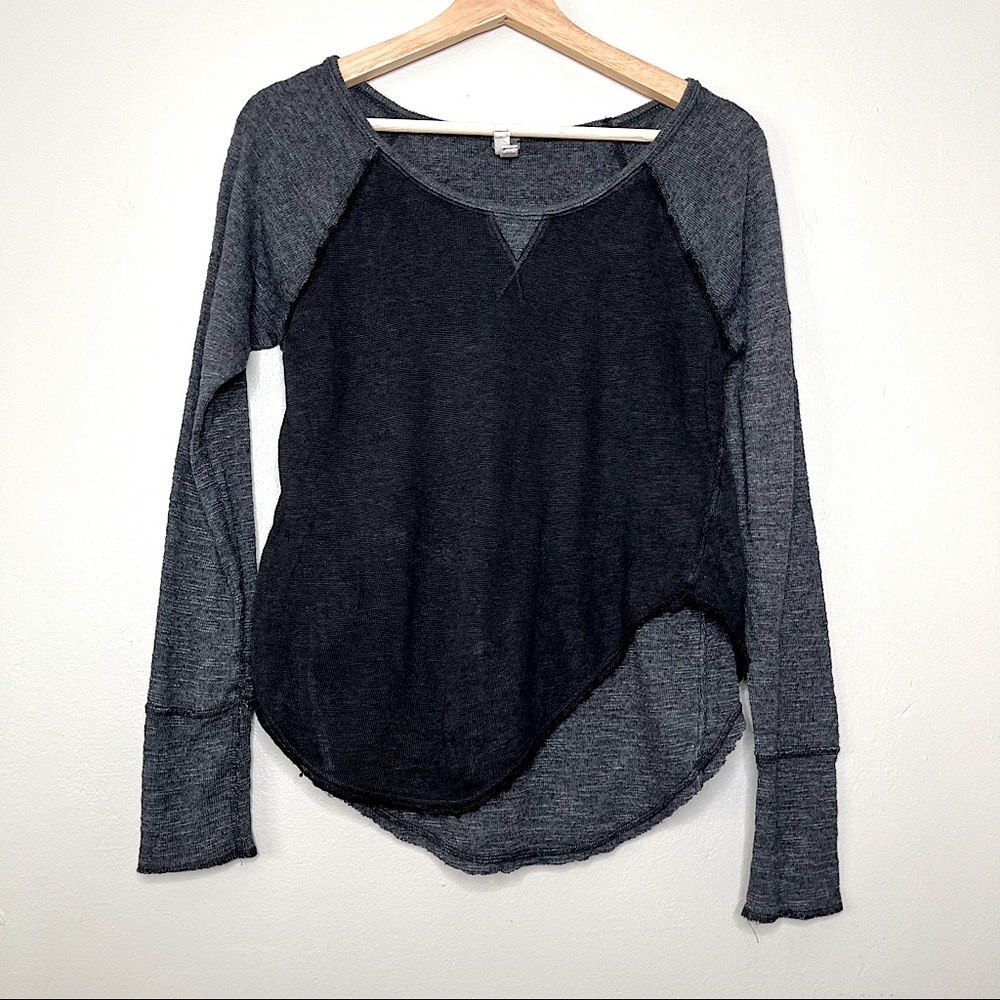 Free People We the Free Layered Knit Baseball Long Sleeve Tee